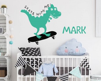Dinosaur Skates with Personalised Name Decal Dinosaur Skates with Personalised Name Decal